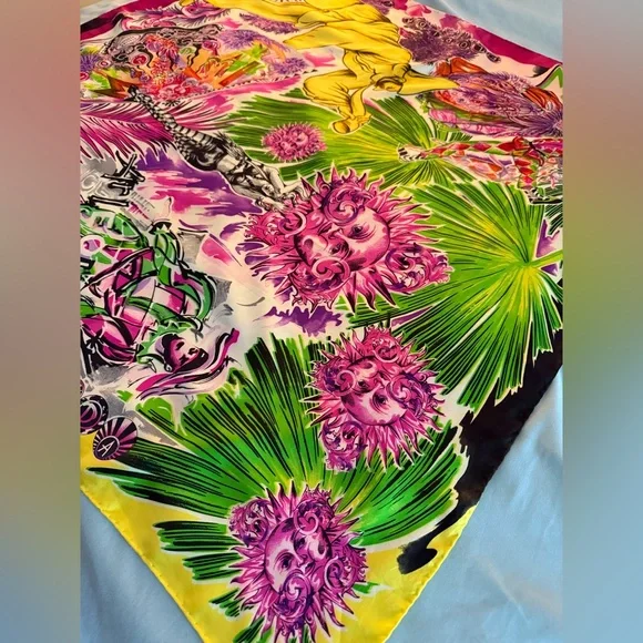 Versace Scarf. 100% Silk. Vibrant Multicolor. Made in Italy.